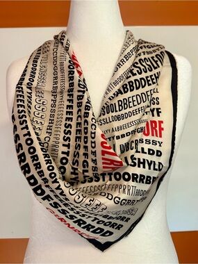 Vintage Rudi Gernreich Silk Scarf - Avant-Garde Typography Print - 30x31